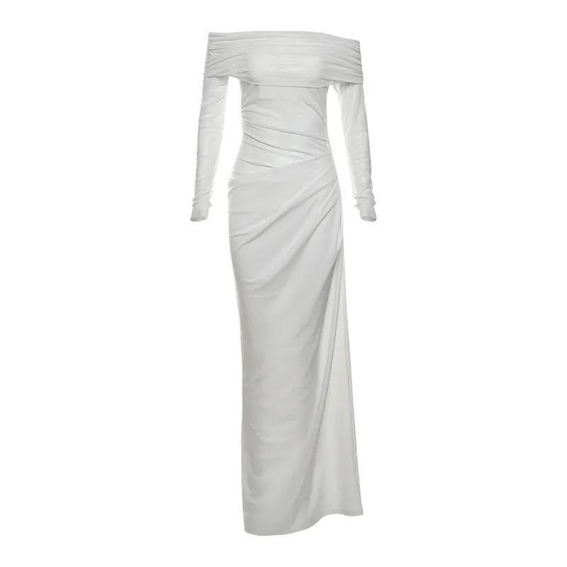 Mesh One Shoulder Long Dress