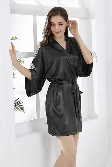Silky Satin Kimono Dressing Robe