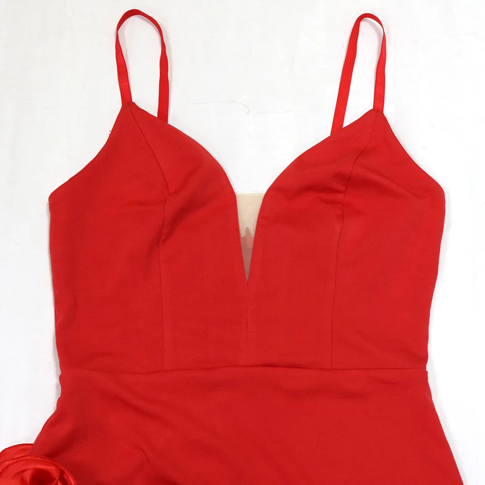 Red Ruffle Bodycon Mini Dress