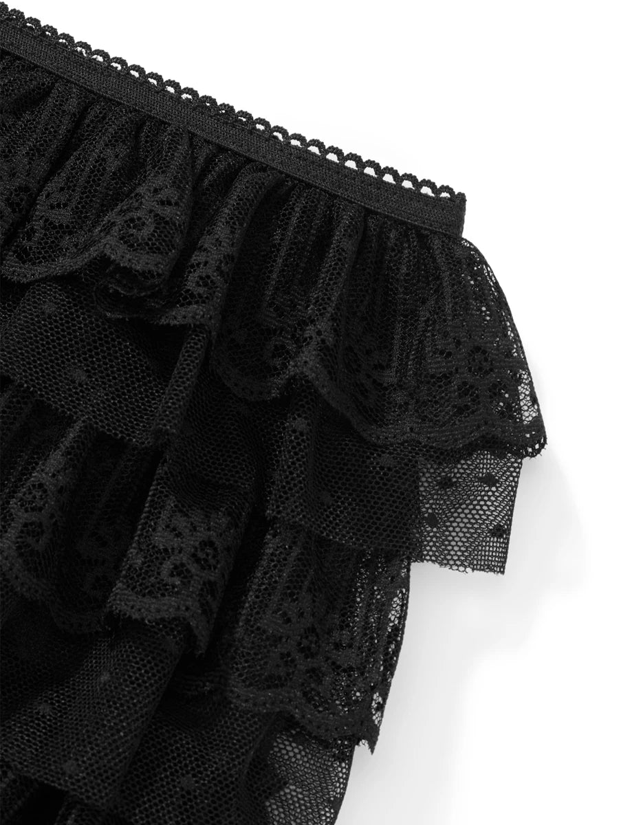 Mesh Lace Ruffle Bloomer Shorts