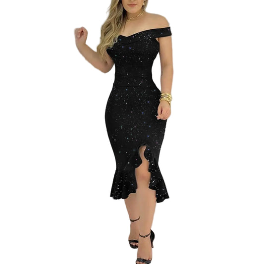 Sequin Off Shoulder Party Dress