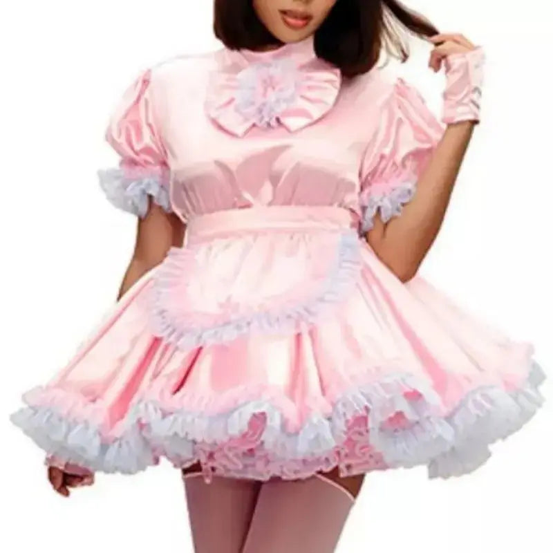 Pink Satin Lockable Sissy Dress