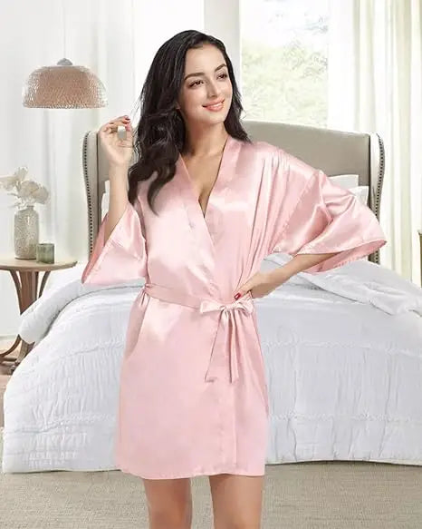 Silky Satin Kimono Dressing Robe