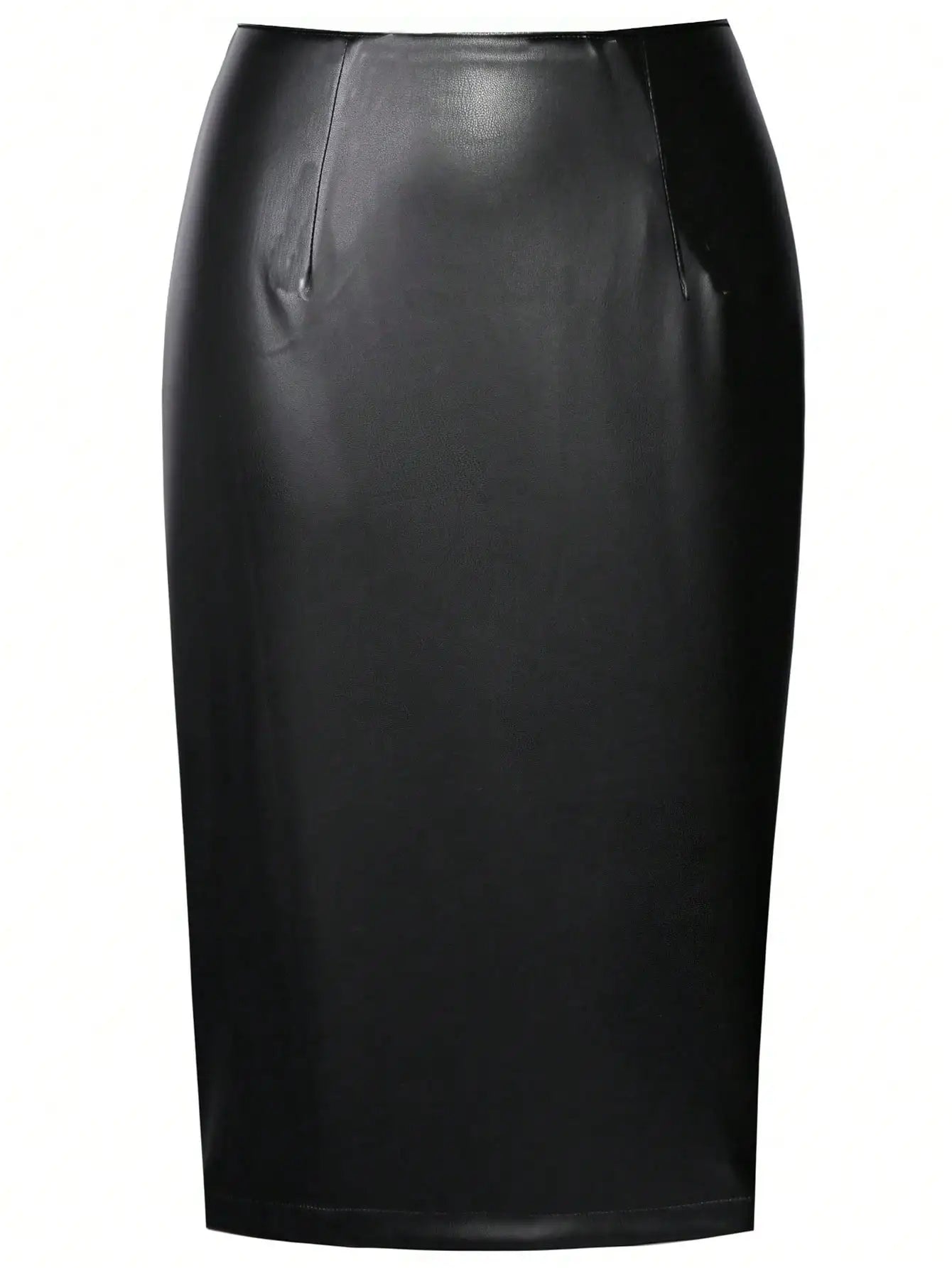 PU Leather Office Pencil Skirt
