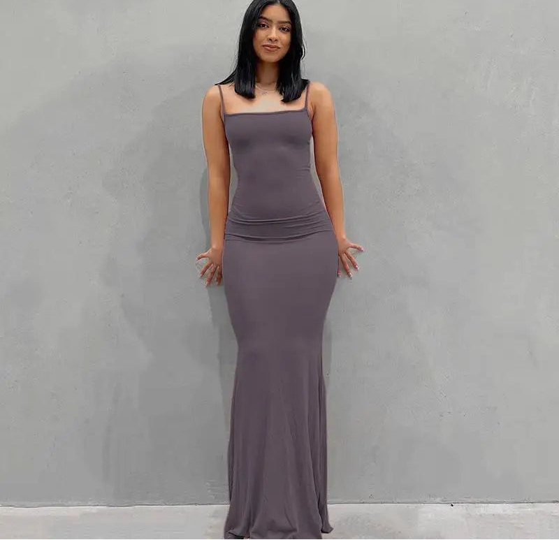 Satin Slip Backless Maxi Dress