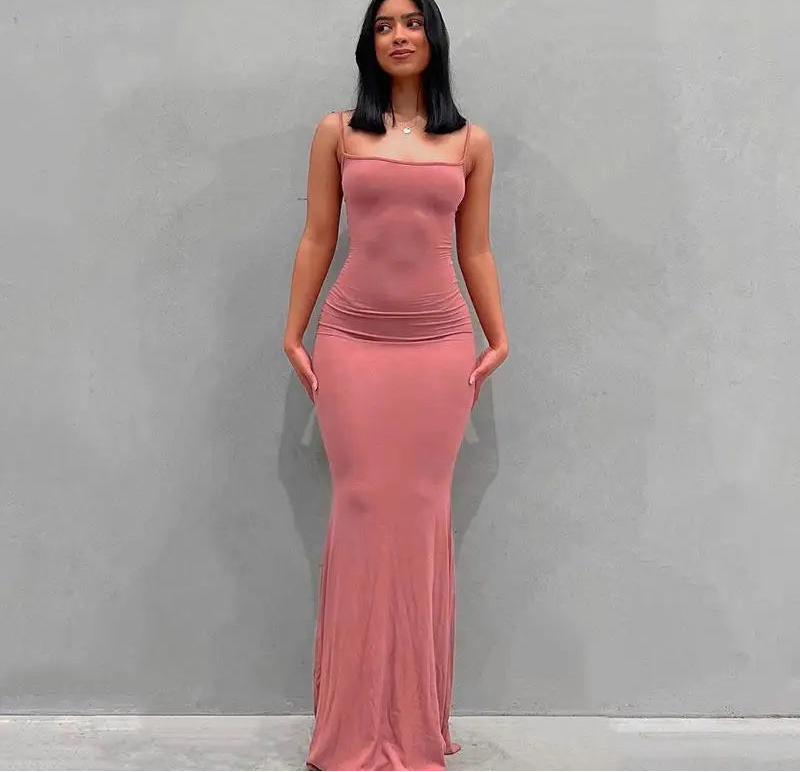 Satin Slip Backless Maxi Dress