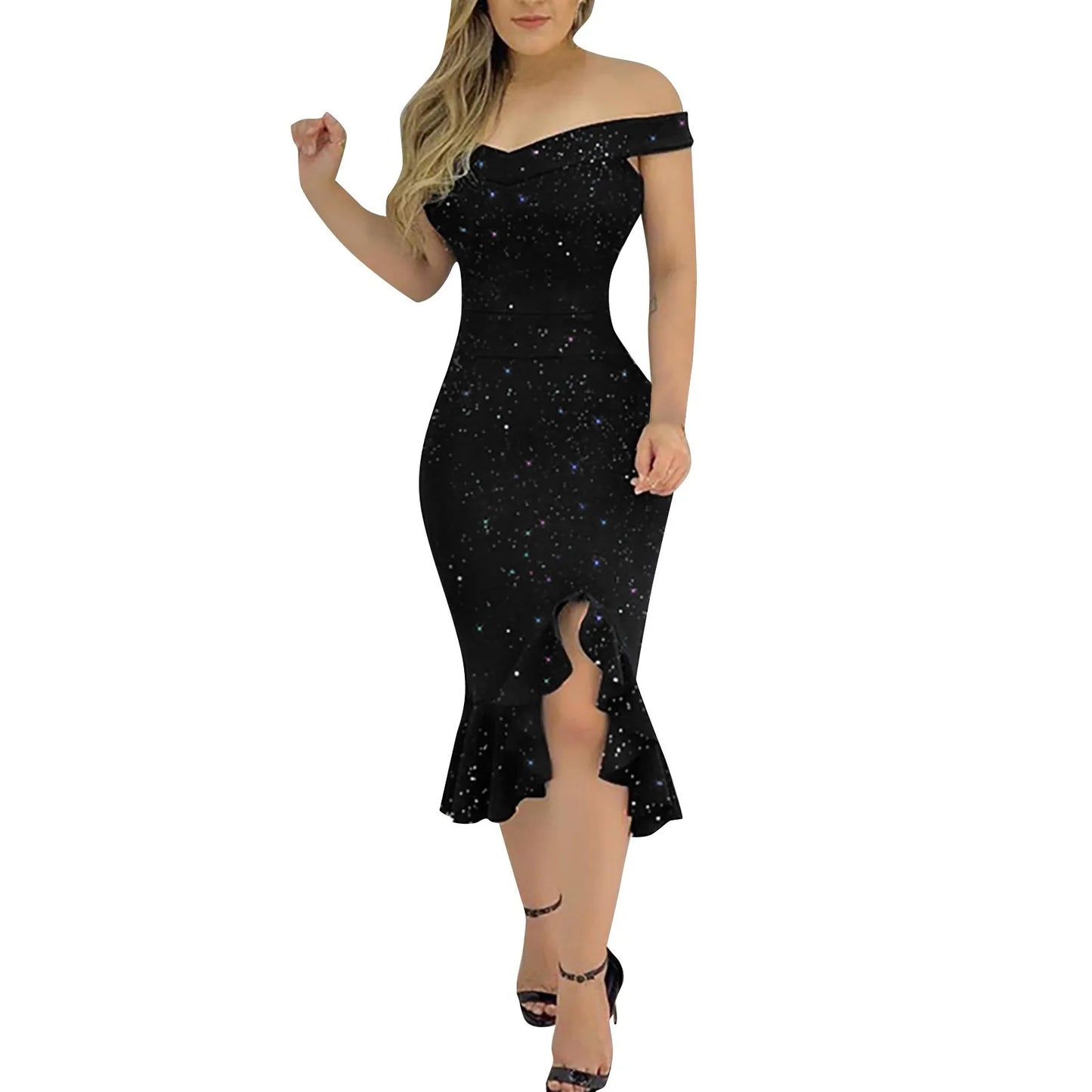 Sequin Off Shoulder Party Dress